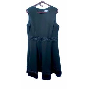 Women's Calvin Klein Women’s Black Dress Velvet Trimmed Size 14. Fit And Flare